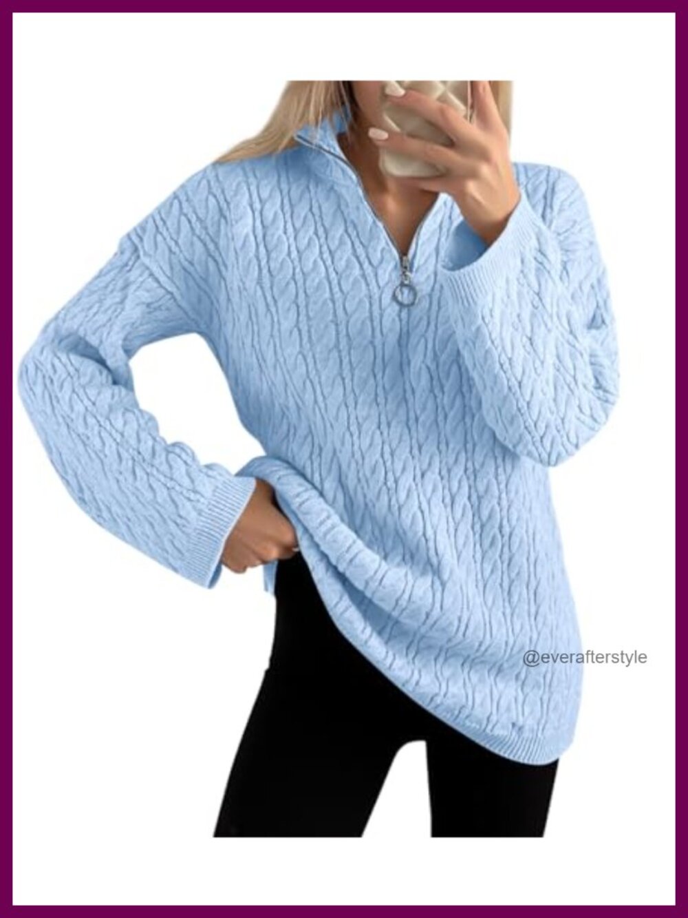 Women's Cable Knit Oversized Half Zip Pullover Sweater